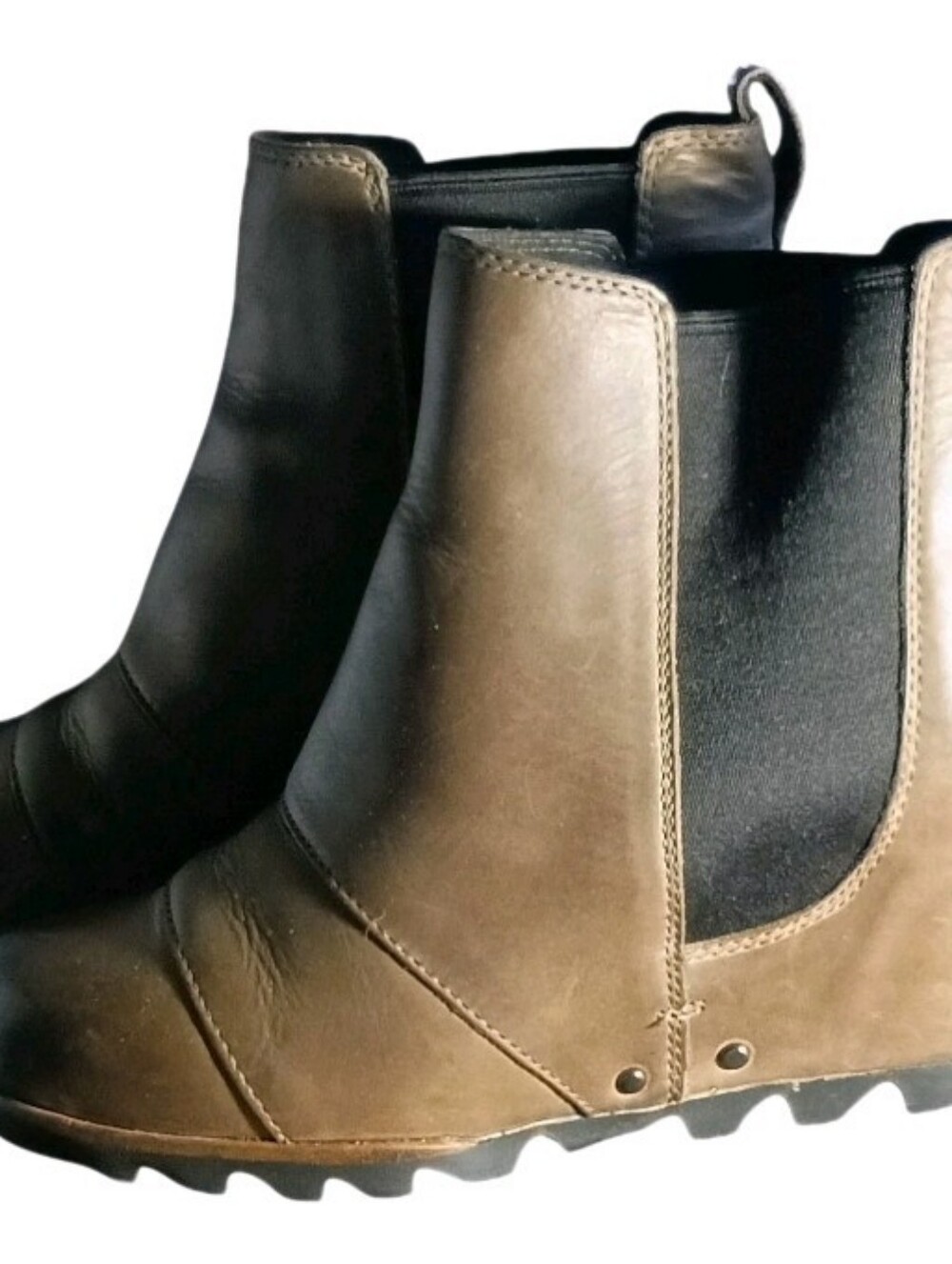 SOREL Lea Women 7 Ankle Boot Hidden Heel Leather PullOn Brown Support H20-Proof